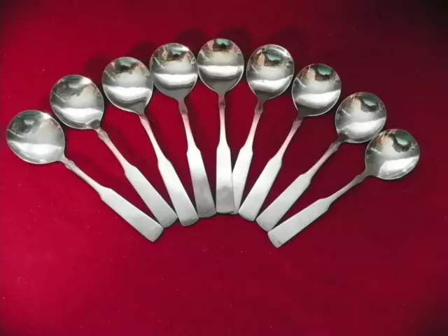 Set Of 9   Bii   Round Cream Soup Spoons     Box 60