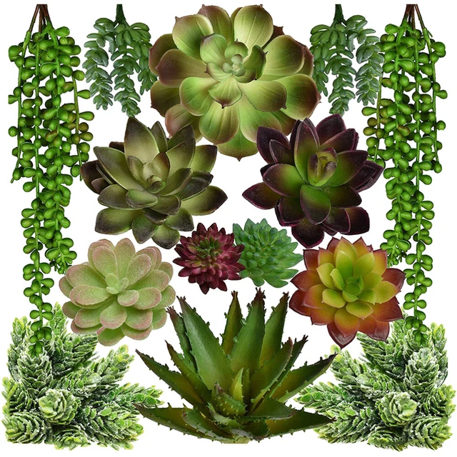 14 piezas suculentas artificialmente simuladas decoraciones para el hogar cactus