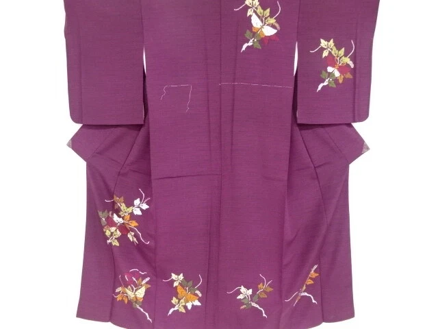 40821# Japanese Kimono / Kimono / Embroidery / Leaf Branch With Butterfly