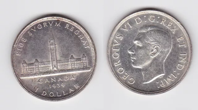 1 Dollar Silbermünze Kanada Parlamentsgebäude in Otawa 1939 (150411)
