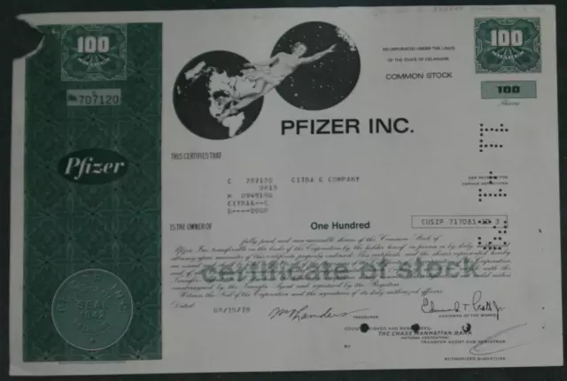 Pfizer Inc. 1978 100 Shares