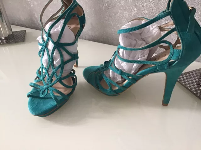 REISS EMERALD GREEN SUEDE STRAPPY SHOES SIZE 4uk £24.95 - PicClick UK