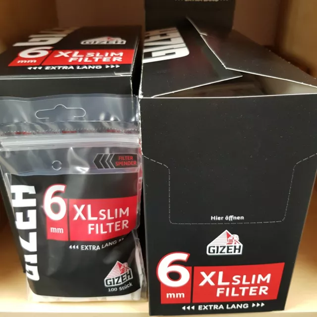 Gizeh Slim Filter Black XL extra lang 40 x 100 Stück=4000 in 6mm Stärke