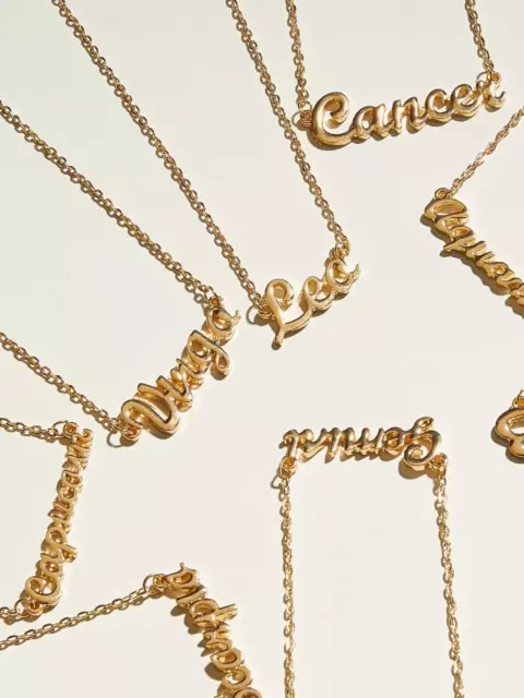 Gold 12 Horoscope Astrology Zodiac Letter Birth Sign Chain Necklace Gift Ladies 3