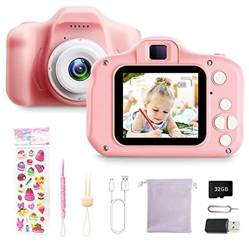 Kids Mini Digital Camera Rechargeable 2 Inch Hd Screen 1080P 32GB Card !Bargain!