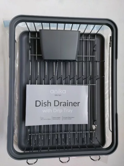 Anika 69049 Kitchen Dish Drainer Rack / Separate Cutlery Holder / Removable Drip