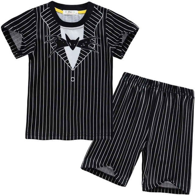 Set pigiami cosplay bambini Jack Skellington bambini bambini + pantaloncini abiti