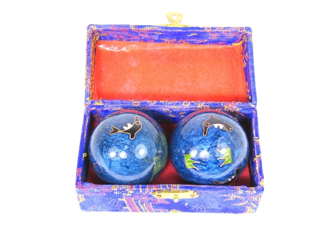 Lot de 2 boules chinoises anti-stress en métal + Boîte de rangement -105735