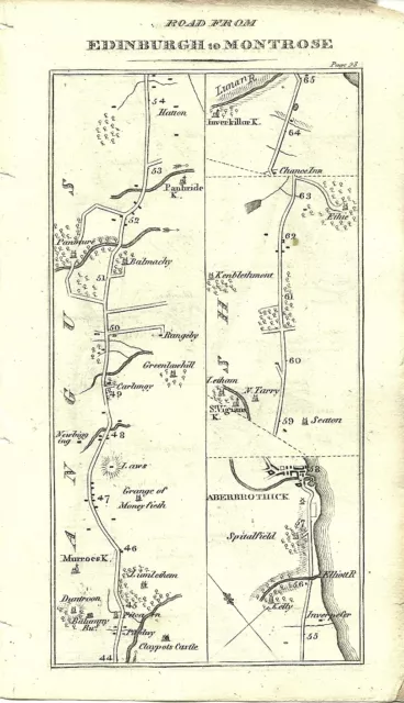 Antique map, Taylor & Skinner, Edniburgh to Montrose (2)