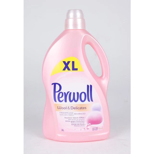 4x 3L Perwoll 200 Wl per Lana & Fine Detersivo Delicato Bucato Lavaggio 12 Litro