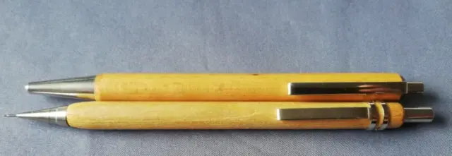 Kugelschreiber + Druckbleistift Naturholz Set hell Echtholz Bleistift Kuli Holz