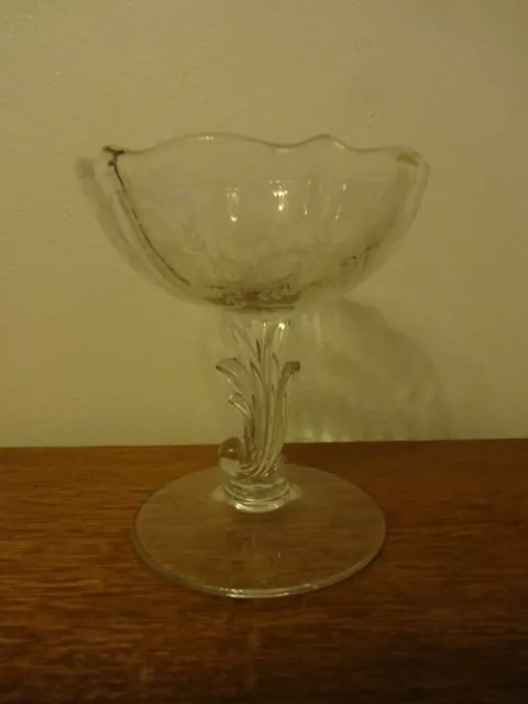 Fostoria Meadow Rose Etched Clear Footed Compote Jelly Dish