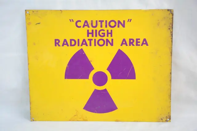 VTG 1960s CAUTION HIGH RADIATION AREA ATOMIC BOMB ARMY MISSILE BASE SIGN