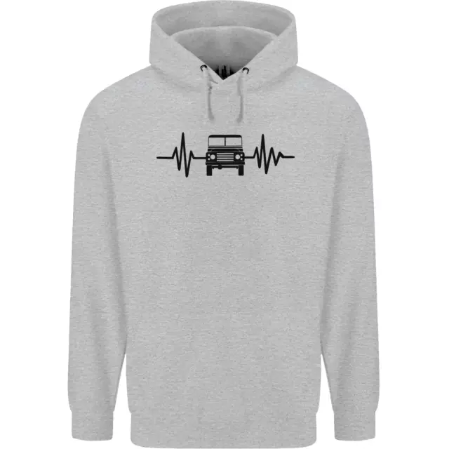 4X4 Heart Beat Pulse Off Road Roading Mens 80% Cotton Hoodie