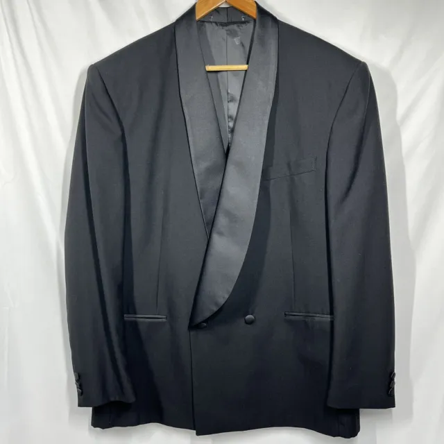 Pierre Balmain Paris 46R Shawl Neck Tuxedo Jacket Blazer Black Double Breasted