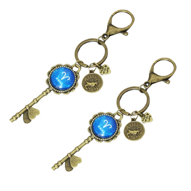 2 Pcs Hanging Keychains Pendant Keychain Keys Pendants Metal Button