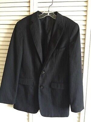 Chaps Black Pinstripe Suit Jacket Size 14R Excellent