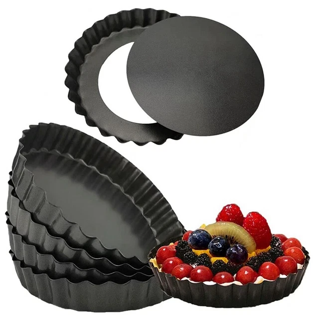 6 Pack 5 Inch Tart Pans with Removable Bottom Round Quiche Pan, HeavG8