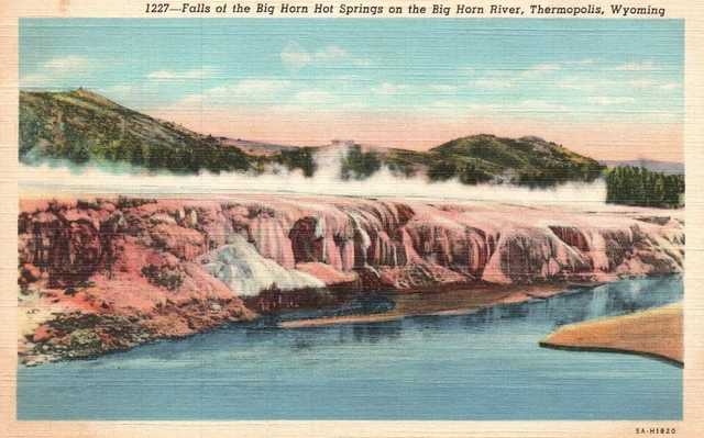 Vintage Postcard Falls Of The Big Horn Hot Springs River Thermopolis Wyoming WY