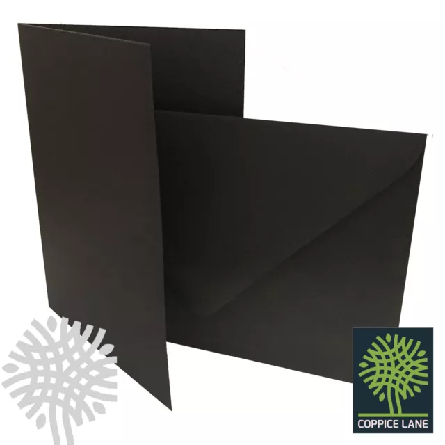 A6 C6 Premium Black Card Blanks with Envelopes - Pre Creased - Crafts Cardmaking