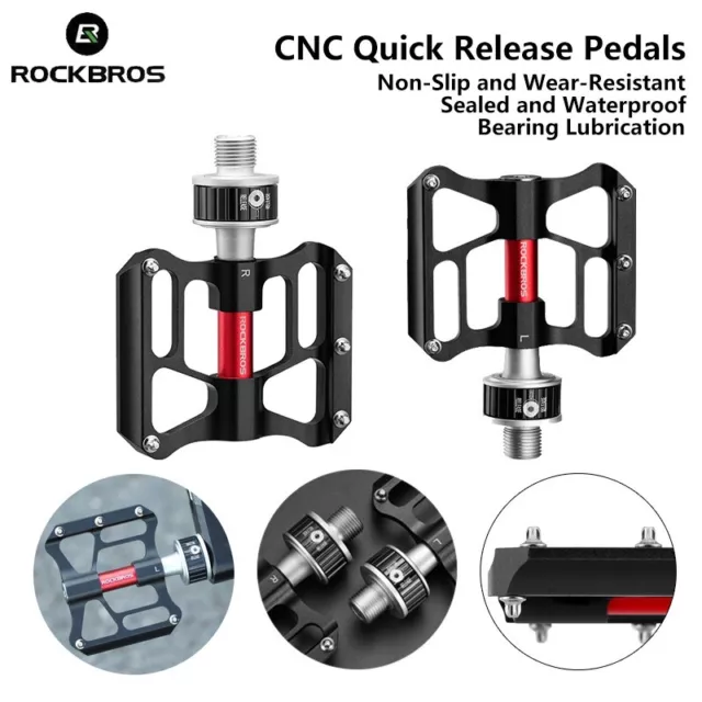 ROCKBROS Quick Release Bicycle Pedals Non-Slip Mountain Bike Flat Pedals 9/16''