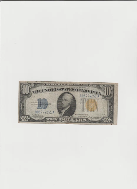 1934-A $10 North Africa WWII Emergency Issue Silver Certificate BA Block