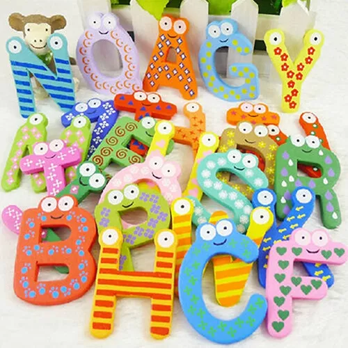 26 Alphabet Magnetic Letters A-Z Wooden Home Fridge Magnets Kid Education Toys