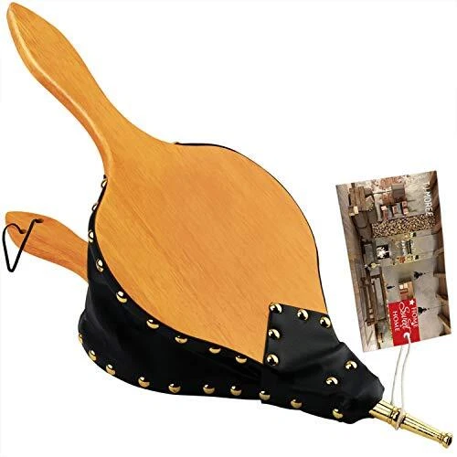 Fireplace Bellows Indoor 19"x 8" Large Wood Fire Blower with Hanging Strap,