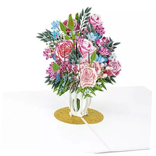 LIMAH Pop-Up 3D Grußkarte/PopUp 3D Blumen-Karte zum Geburtstag für Sie,