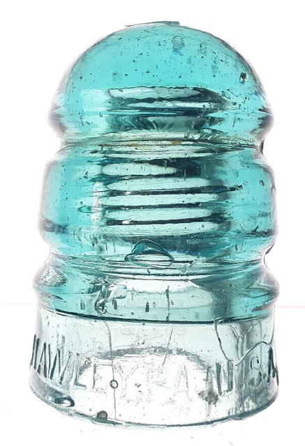 CD 112 Blue Aqua HAWLEY PA USA Antique Glass Telegraph Insulator KEG STYLE G9 2