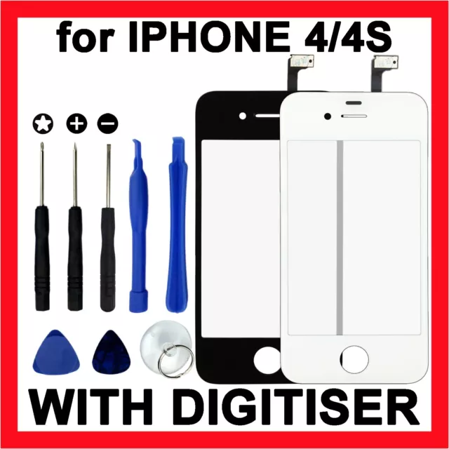 LCD Replacement Front Glass Screen + Digitizer + Tools for Apple iPhone 4S 4G 4