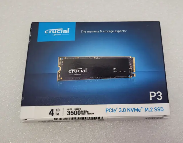 Crucial P3 4TB PCIe M.2 2280 SSD, CT4000P3SSD8