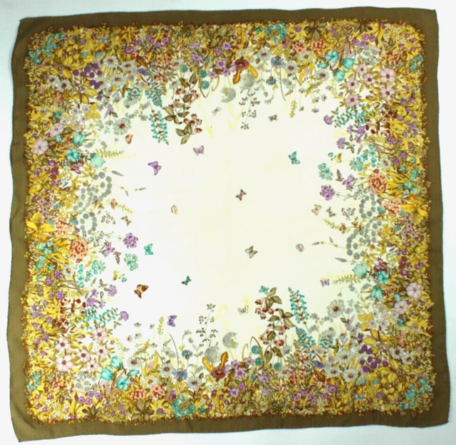 Foulard Vintage Antoine Paris En Soie 100% - Motif Floral Multicolore, Occasion Bon état