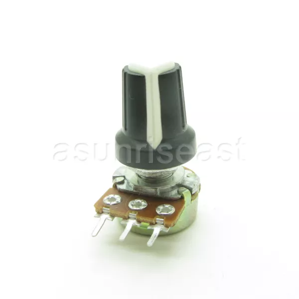 10 X 1K Ohm Linear Taper Potentiometer B1K Panel Pot + White Black Knob Cap