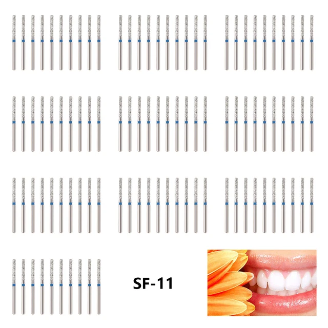 100Pcs Dental Diamond Burs FG 1.6mm Drills for High speed handpiece SF-11 OR