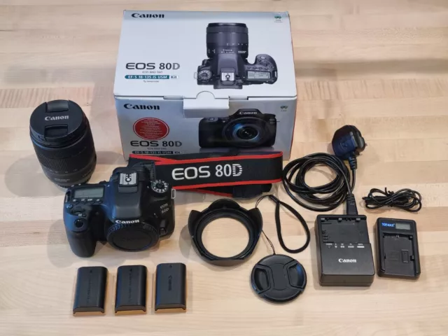 BOXED Canon EOS 80D 24MP DSLR Camera EF-S 18-135mm Lens, only 4200 shutter count