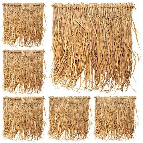 6pcs Straw Roof Natural Palm Thatch Rolls Tiki Roof Decoration Grass Runner Roll