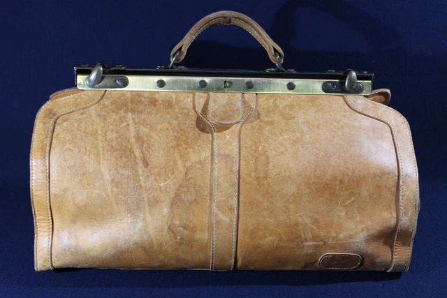 ARZT TASCHE DOKTOR KOFFER Arzttasche Koffer LEDER Antik Reisetasche Hebamme