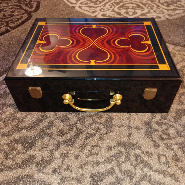Deluxe 500 Count Hi-Gloss Wooden Poker Chips Set Storage Case
