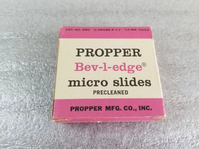 Propper Bev-l-edge Micro Slides 3 x 1 inch 1.0 mm Thick 1/2 gross Pre Cleaned