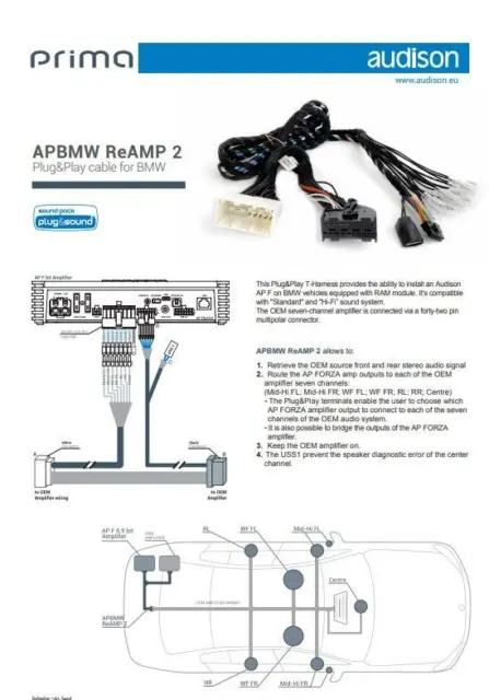 Audison APBMW ReAMP 2 Plug & Play Kabelbaum für BMW und Mini auf AP-F8.9bit 3