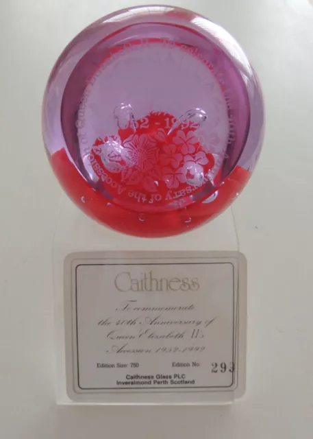 Caithness Glass '40th Anniv. of Queen Elizabeth II Accession' Paperweight - box