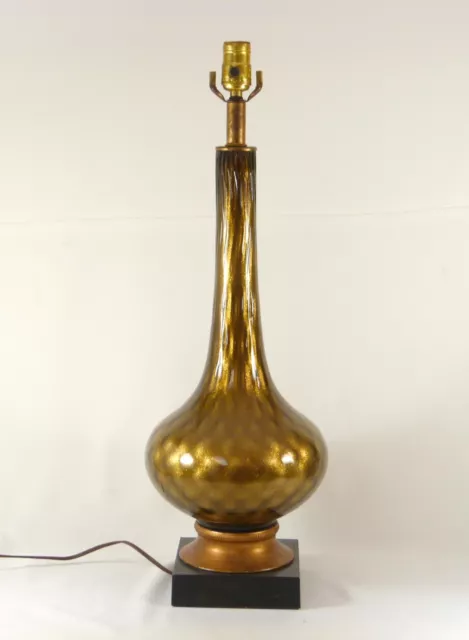 Mid-Century Gold Fleck Murano Glass Table Lamp Tall MCM 1960s-70s