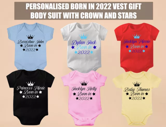 Personalised Born in Romper Baby Suit Newborn Baby Boy Girl Toddler Baby Gift