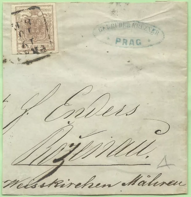 Österreich Prag Kleinbrief n. Roznau Weisskirchen 18xx MiNr. 4 (16_23)