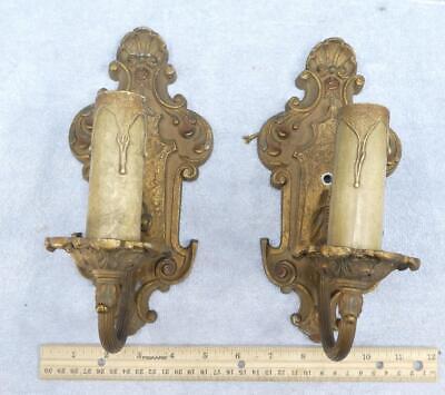 2 Antique Vintage 1920's Lighted Wall Sconces Lights One Pair !!