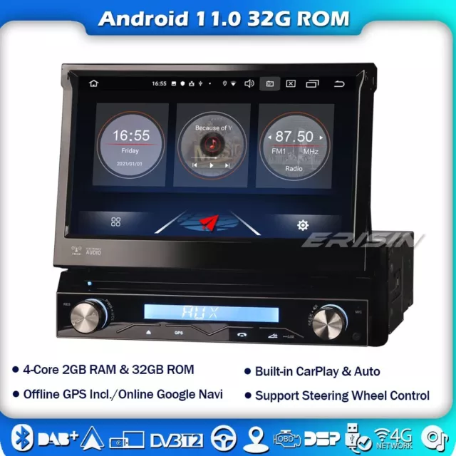 7"Detachable panel 1 Din Stereo Car DVD Player GPS Sat Nav Bluetooth Android 11