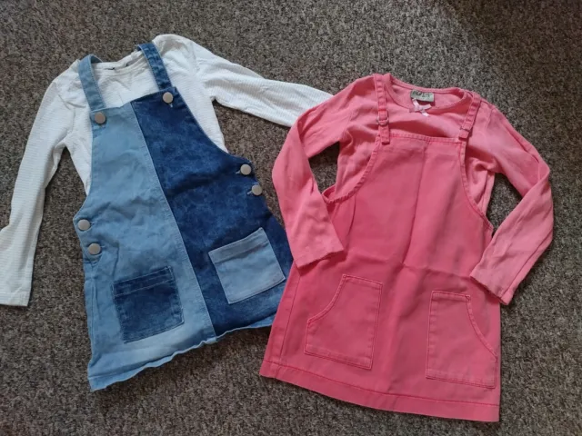 Girls Outfits Bundle Next tops & Next/F&F dungarees Style Dresses 2-3 Years