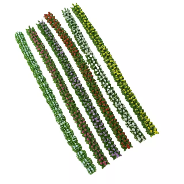 6x Artificial Miniature Colorful Flower Strips Scenery for Train Diorama