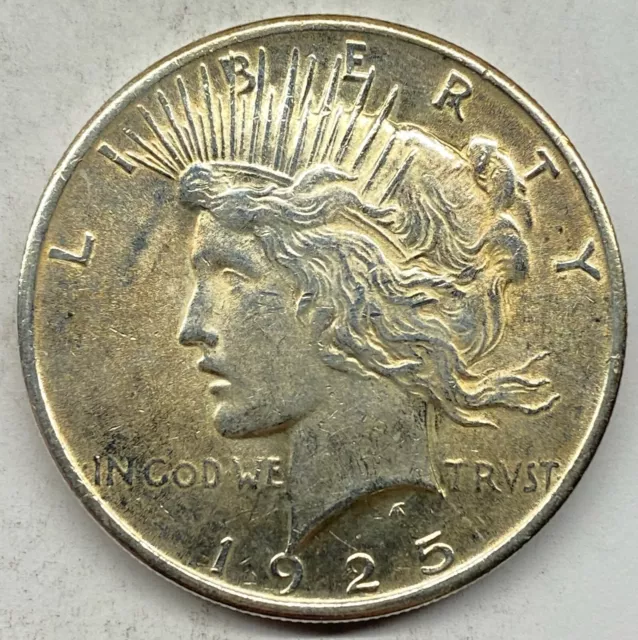 United States 1925 $1 Peace Dollar Silver Coin - Cleaned